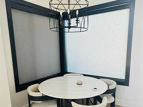 Breakfast nook with shades